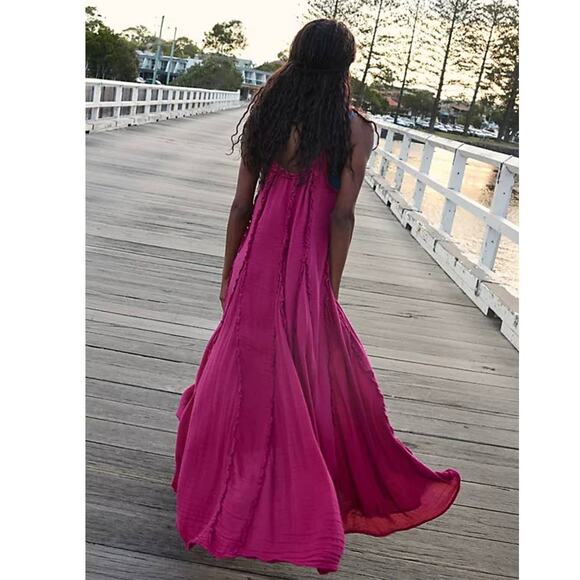 New Free People Mckinley Maxi Dress ENDLESS SUMMER $108 MEDIUM Raspberry - Picture 2 of 4